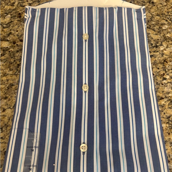 Stafford Blue Dress Shirt with Striped Pattern and Classic Collar - Picture 4 of 5